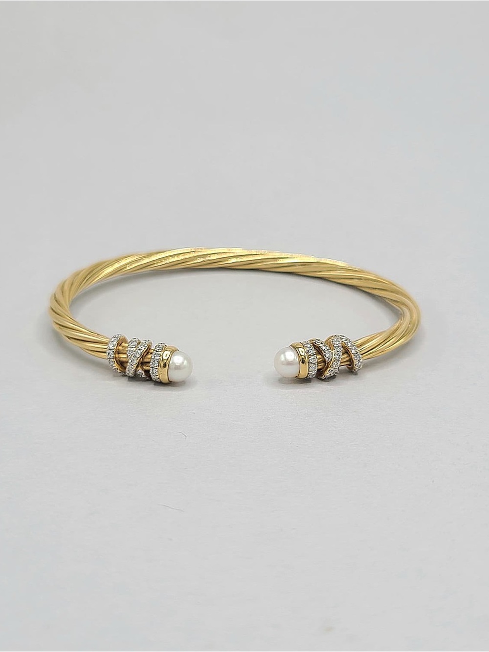 David Yurman Helena Bracelet in 18K Yellow Gold with Pearls and Diamonds, 4mm